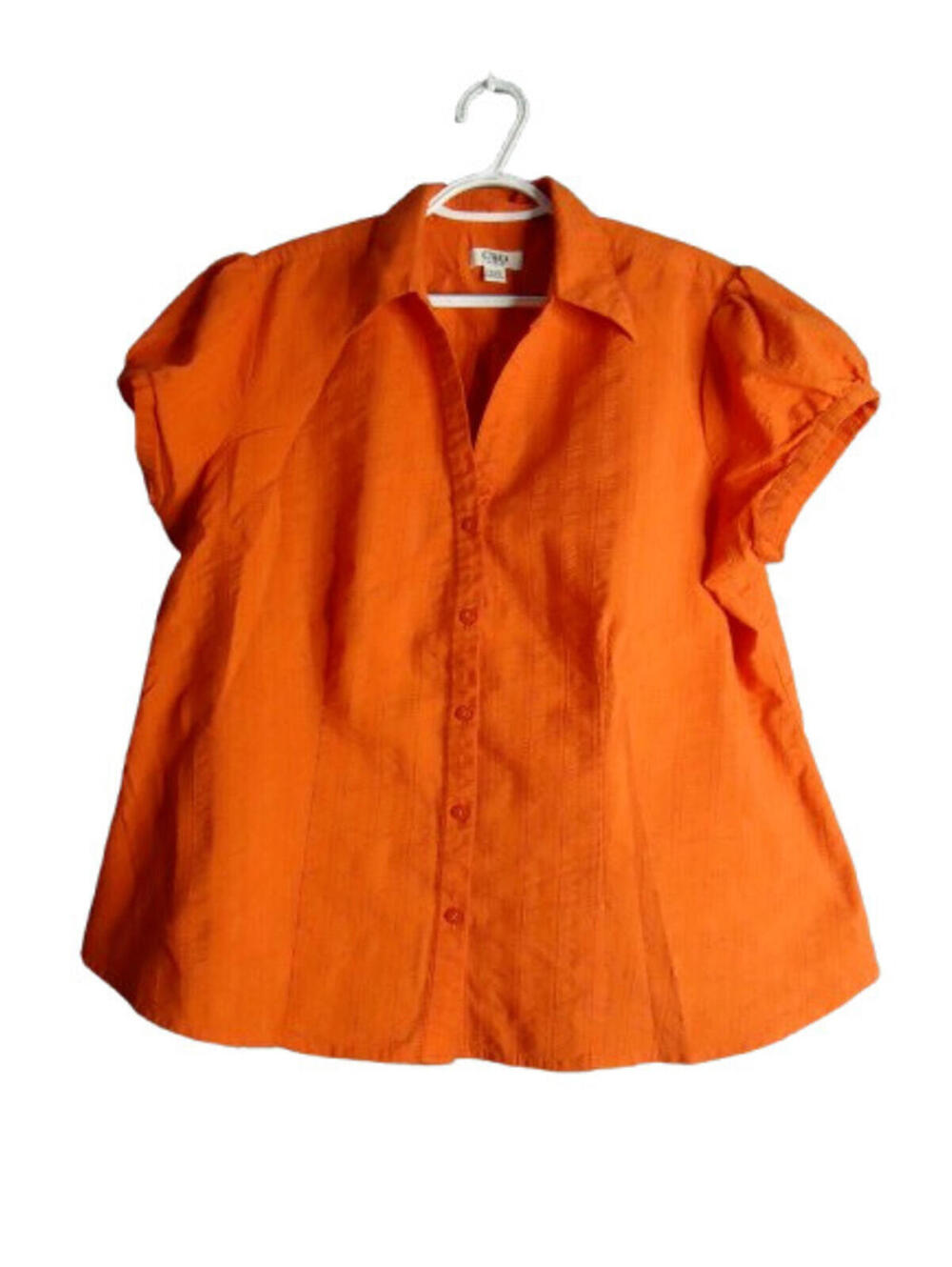 Cato Textured V Neck Cap Sleeve Blouse Women Size 18/20W Orange